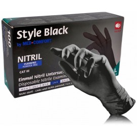 Med-Comfort Nitril Gloves Style Black черные одноразовые нитриловые перчатки