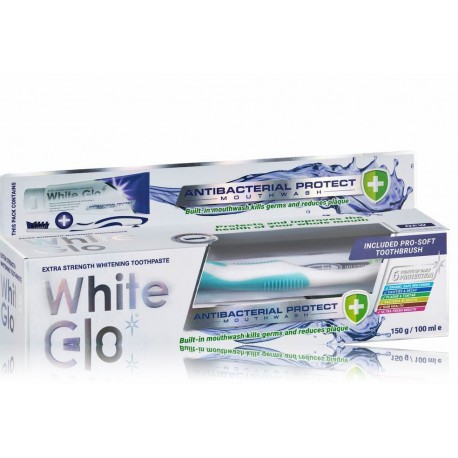 White Glo Antibacterial Protect Mouthwash Toothpaste + toothbrush antibakteriaalne hambapasta + hambahari