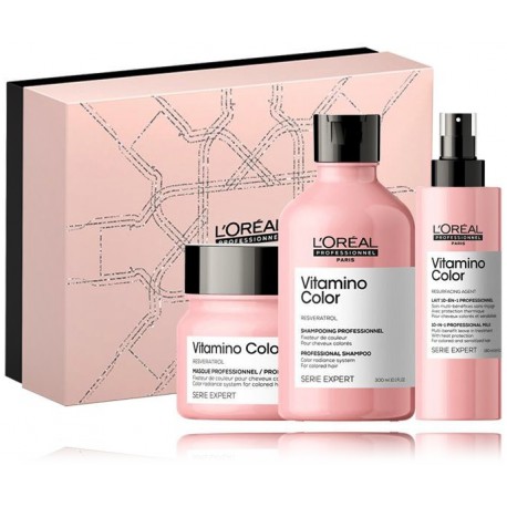 L'Oreal Professionnel Serie Expert Vitamino Color набор для окрашенных волос (300 мл. шампунь + 250 мл. маска + 190 мл. спрей)