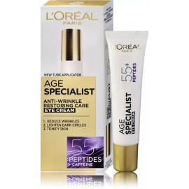 Loreal Age Specialist 55+ Peptides & Caffeine kortsudevastane silmaümbruskreem küpsele nahale