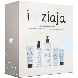 Ziaja Jeju komplekt (näotoonik 200ml + mitsellaarvesi 390ml + kooriv näopasta 75ml + näovaht 50ml.)