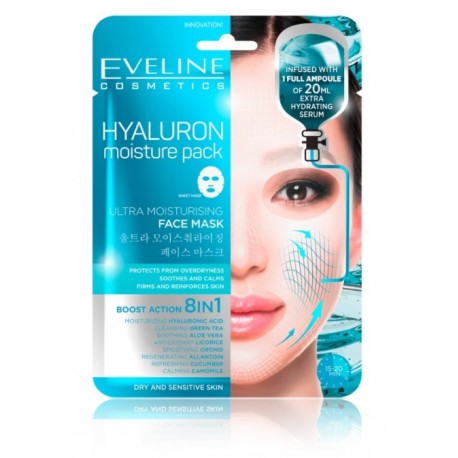 Eveline Hyaluron Moisture Pack Face Mask увлажняющая тканевая маска для лица