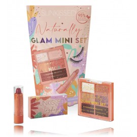 Q-KI Sunkissed Naturally Glam Mini Set komplekt (8,4g lauvärvipalett + 3,3g huulepulk + 1 paar kunstripsmeid