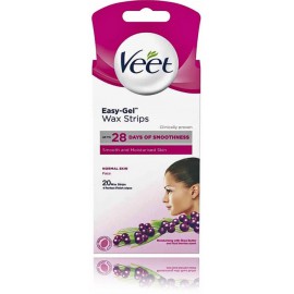 Veet Easy-Gel Wax Strips depilatsioonivaha ribad näole normaalsele nahale