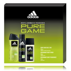 Adidas Pure Game rinkinys vyrams (75 ml. dezodorantas + 150 ml. purškiamas dezodorantas + 250 ml. dušo gelis)