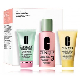 Clinique 3 Step Skin Care System näohoolduskomplekt (näoseep + puhastusemulsioon + niisutav geel)