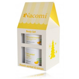Nacomi Peach Sorbet & Lemon rinkinys (kūno šveitiklis 200 ml. + kūno sviestas 100 ml.)