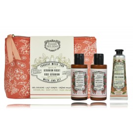 Panier Des Sens Rose Geranium rinkinys (30 ml. rankų kremas + 70 ml. dušo gelis + 70 ml. kūno losjonas + kosmetinė)