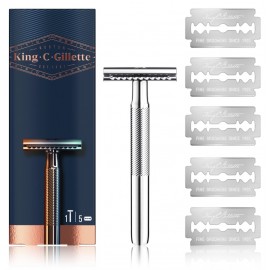 Gillette King C. Double Edge Safety Razor meestele + 5 tk. žiletiterad