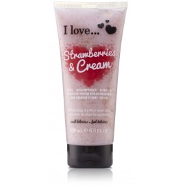 I Love Strawberries & Cream Exfoliating Shower Smoothie kūno šveitiklis