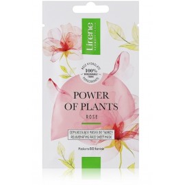 Lirene Power Of Plants Rose Rejuvenating Face Sheet Mask atkuriamoji lakštinė veido kaukė