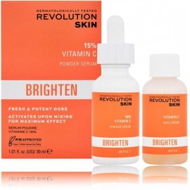 Revolution Skincare Brighten 15% Vitamin C Powder antioksidacinis ir šviesinantis dviejų komponentų odos serumas