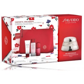 Shiseido Bio-Performance Time Fighting rinkinys veidui (kremas + prausimosi putos + losjonas + serumas + kosmetinė)