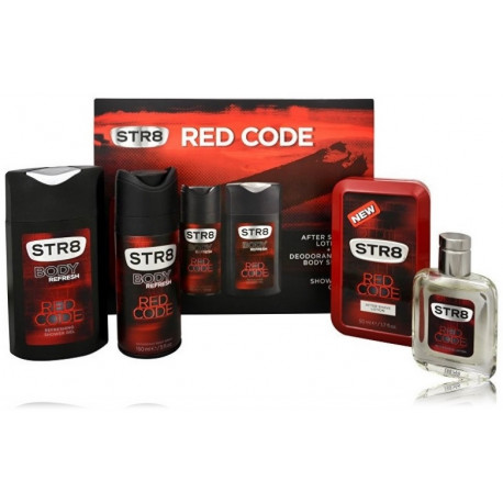 STR8 Red Code komplekt meestele (50 ml habemeajamisjärgne palsam + 150 ml deodorant + 250 ml dušigeel)