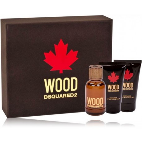 Dsquared2 Wood for Him komplekt meestele (50 ml EDT + habemeajamisjärgne palsam 50 ml + dušigeel 50 ml)